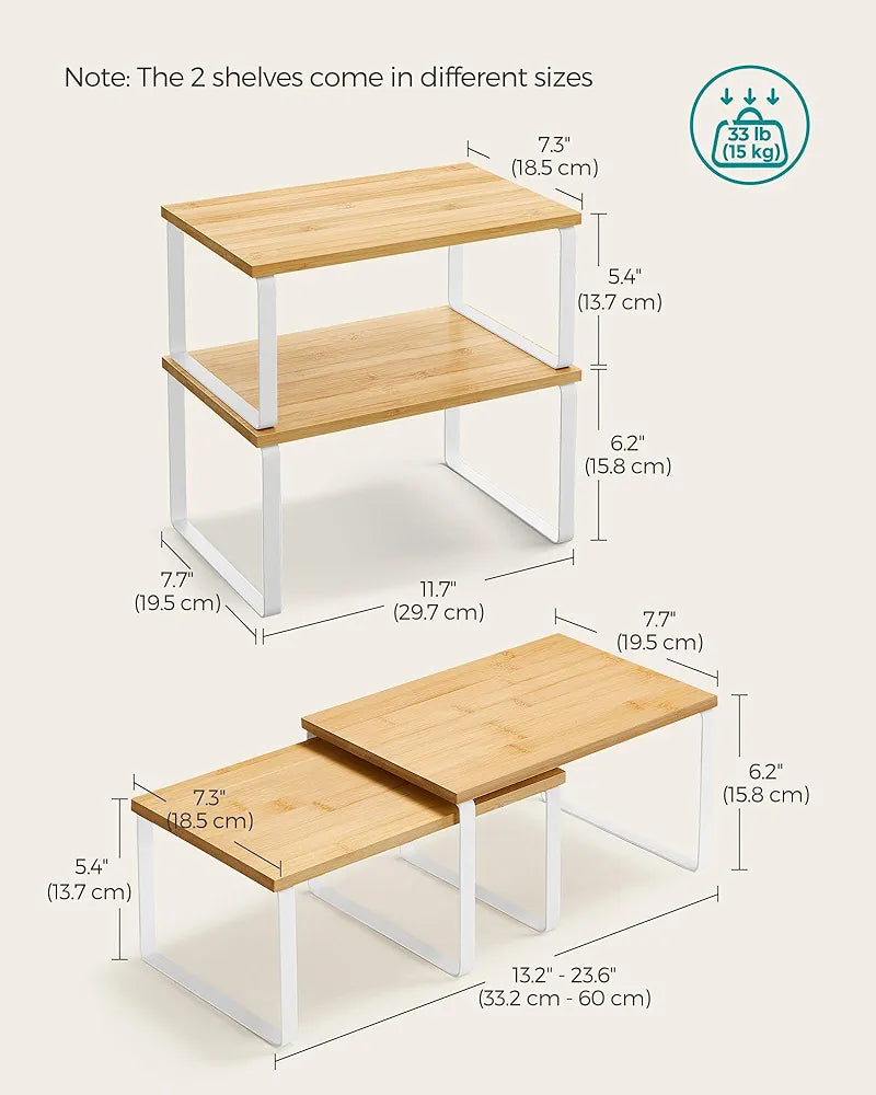 Cabinet Organizer Shelf, Set of 2