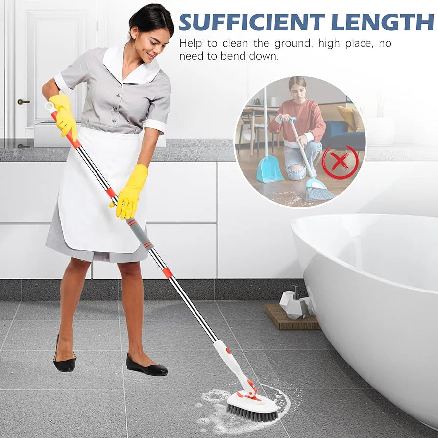 3-In-1 Tile, Tub, Floor Scrubber with 52-in Adjustable Long Handle