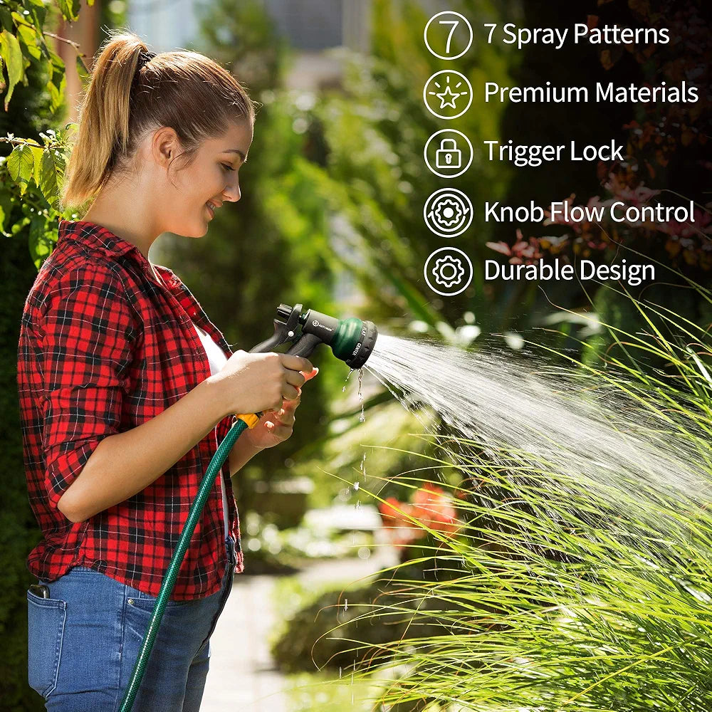Garden Hose Spray Nozzle with 7 Adjustable Watering Patterns