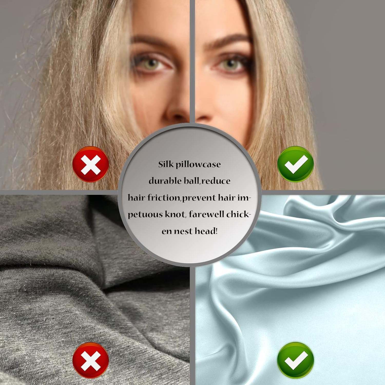 Silk Pillowcase for Hair and Skin Standard Size 20"X 26"