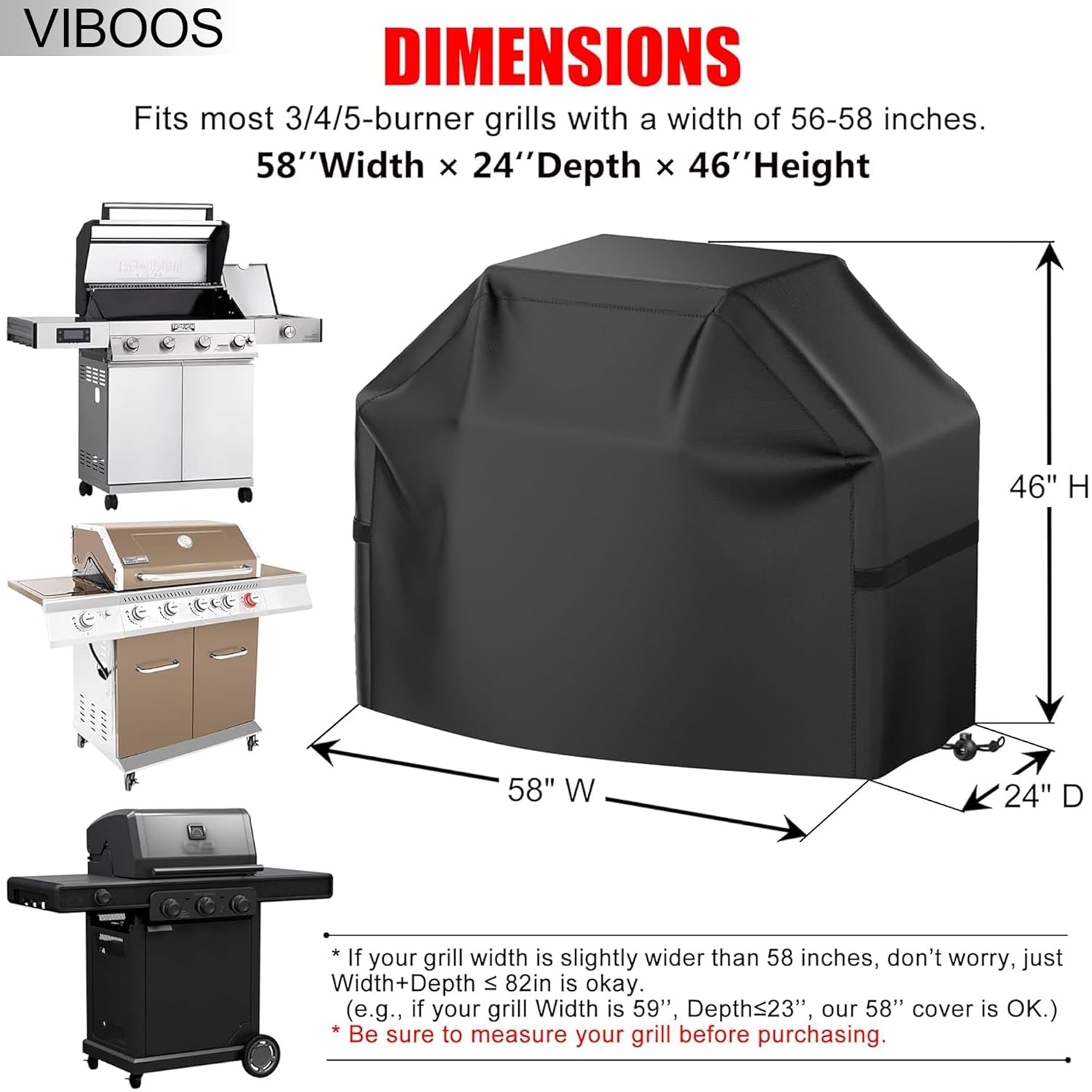 BBQ Gas Grill Cover for Outdoor, 58 In