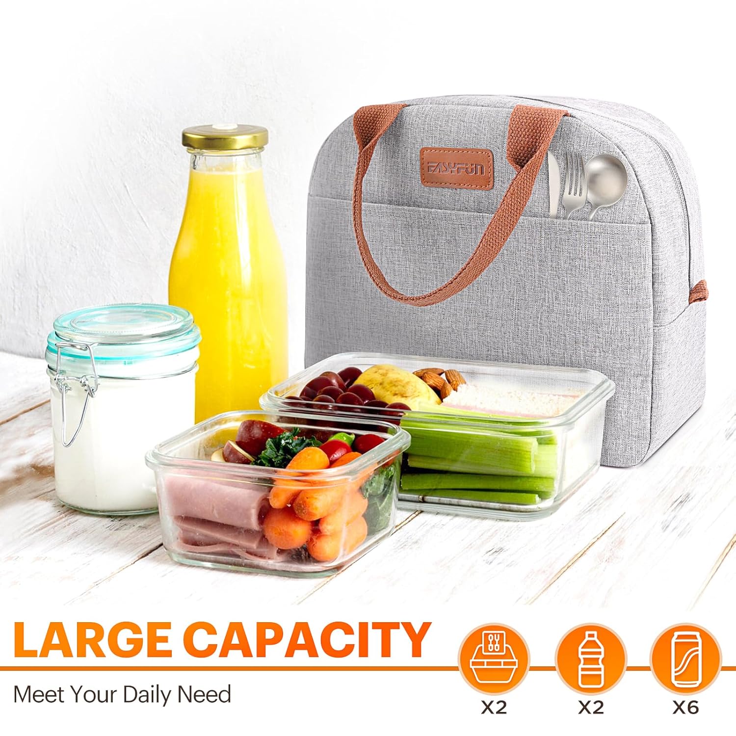 Lunch Bag for Work, Travel, Outdoor (Grey)