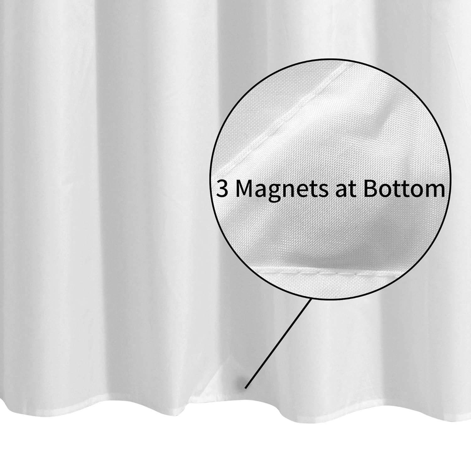 Waterproof Fabric Shower Curtain Liner with 3 Magnets