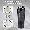 Shaker Bottle 16OZ Protein Shaker Bottles with Mix Ball Sports Water Bottle Leak Proof GYM Cup for Protein Mixes with Powder Storage & Pill Organizer, Ideal for Pre Workout,BPA Free(black)