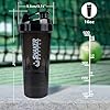 Shaker Bottle 16OZ Protein Shaker Bottles with Mix Ball Sports Water Bottle Leak Proof GYM Cup for Protein Mixes with Powder Storage & Pill Organizer, Ideal for Pre Workout,BPA Free(black)