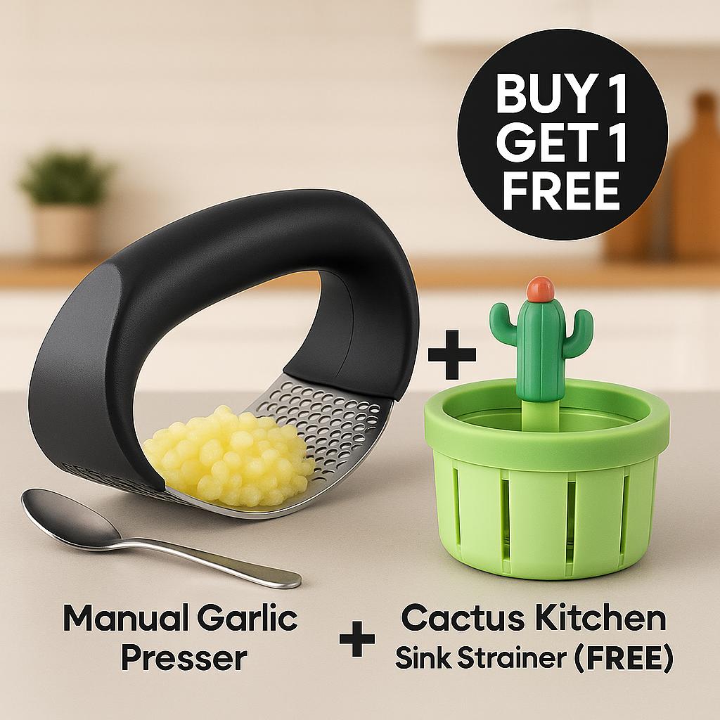 Manual Garlic Rocker with Free Cactus Sink Strainer