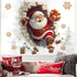 Santa Claus Breakthrough Wall Stickers 3D (3pcs)