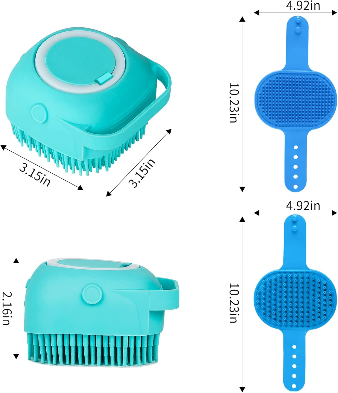 Comotech 6PCS Dog Bath Brush & Dog Toothbrush | Adjustable Handle Shampoo Brush & Scrubber for Short & Long Haired Dogs & Cats | Effectively Solve Odor & Stain Removal Problems | Pet Supplies (Blue)