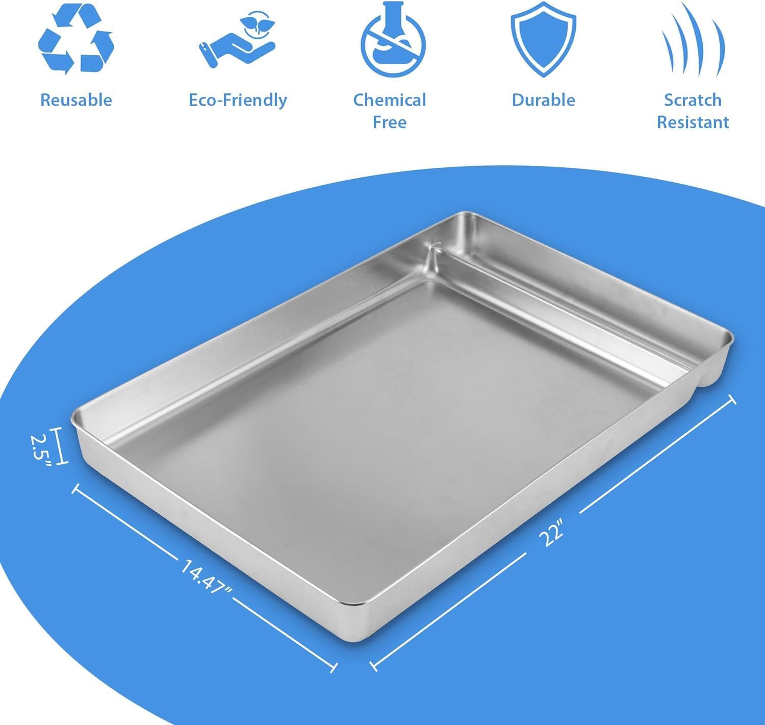 Stainless Steel Reusable Litter Tray Compatible with Petsafe Scoop-Free Self-Cleaning Cat Litter Boxes - Never Absorbs Odor, Stains, or Rusts (Stainless Steel Litter Tray)