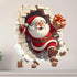 Santa Claus Breakthrough Wall Stickers 3D (3pcs)