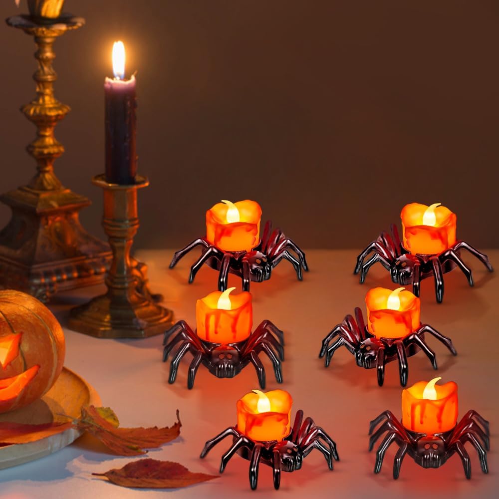 6 PCS Halloween Spider Tealights Candles