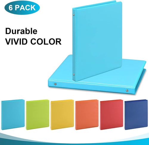 1-inch 3 Ring Binder with 2 Interior Pockets, 1'' Basic Binders Holds US Letter Size 8.5'' x 11'' Paper - Versatile Binders for Office, Home, and School Use, 6 Pack (6-Color Assorted)