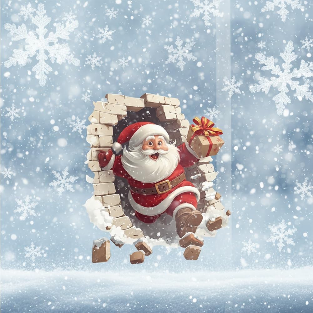 Santa Claus Breakthrough Wall Stickers 3D (3pcs)