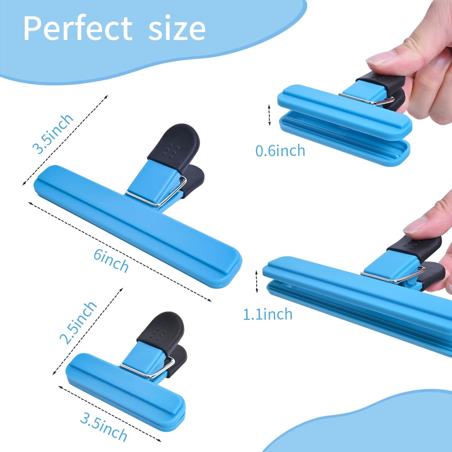 UNIYO 9Pack Large Chip Bag Clips - Assorted Sizes Food Bag Clips Plastic Heavy Seal Grip