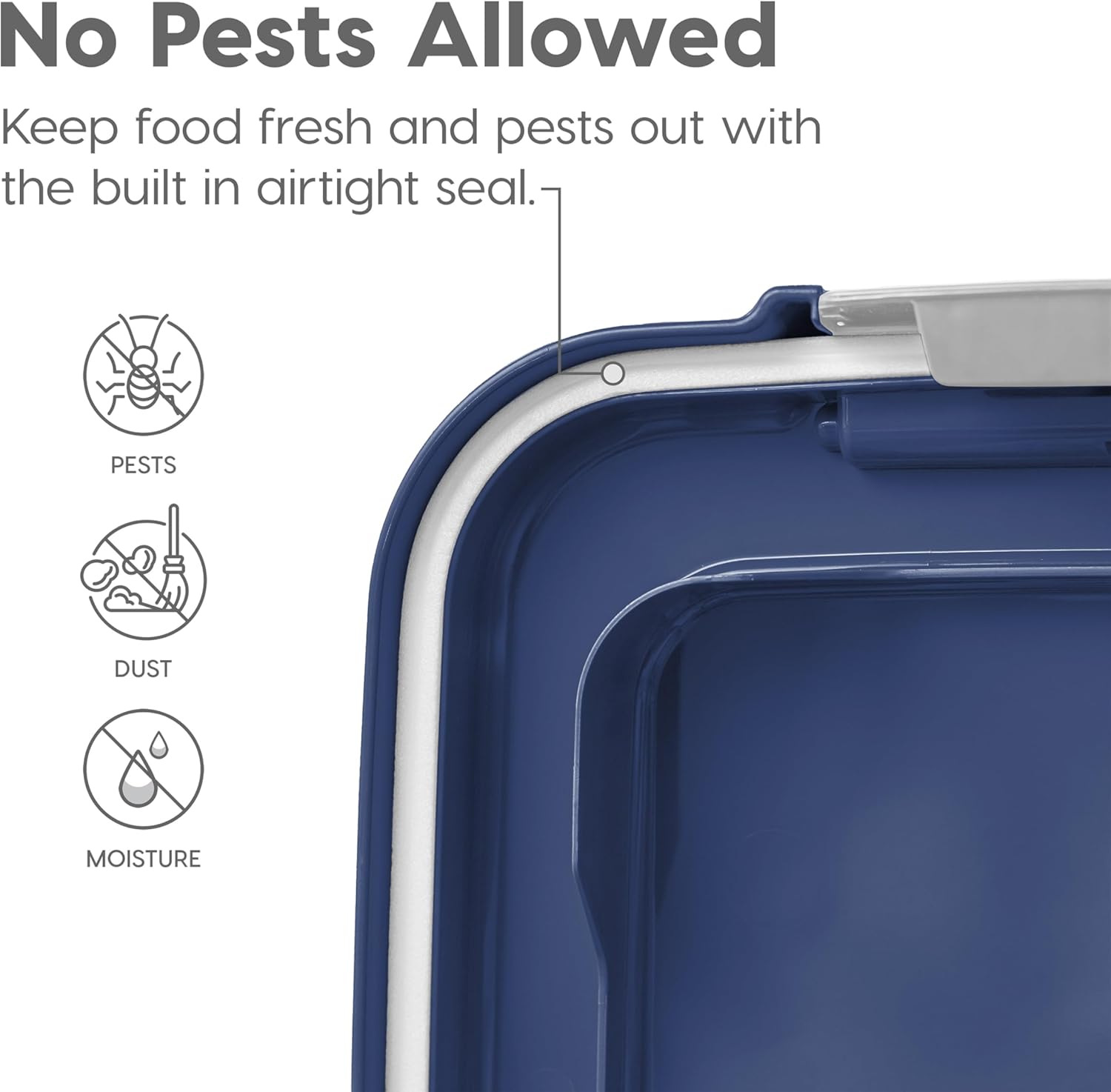 IRIS USA 30 lbs & 11 lbs Combo Airtight Dog Food Storage Container, Stackable Treat Box, Wheels, Keep Fresh, Easy Mobility, Navy