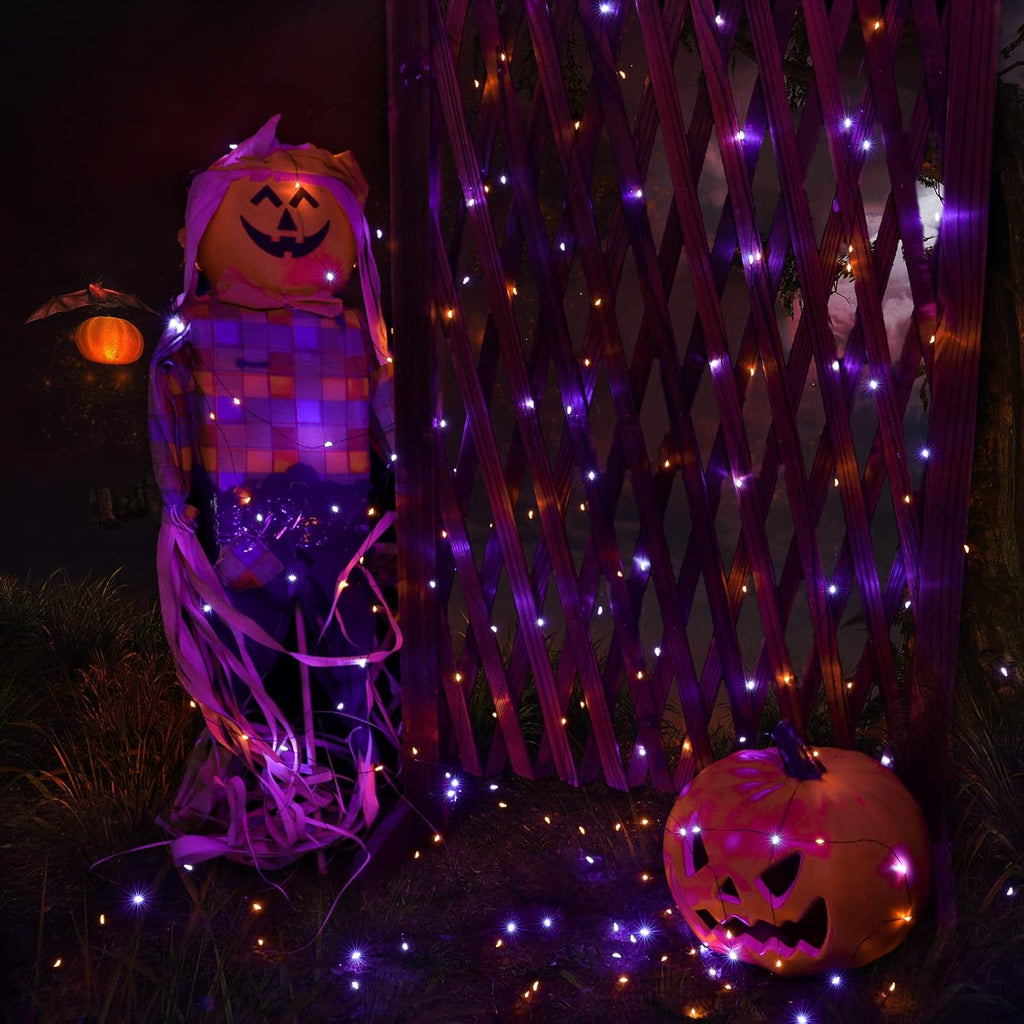 Halloween Orange Purple Solar String Lights