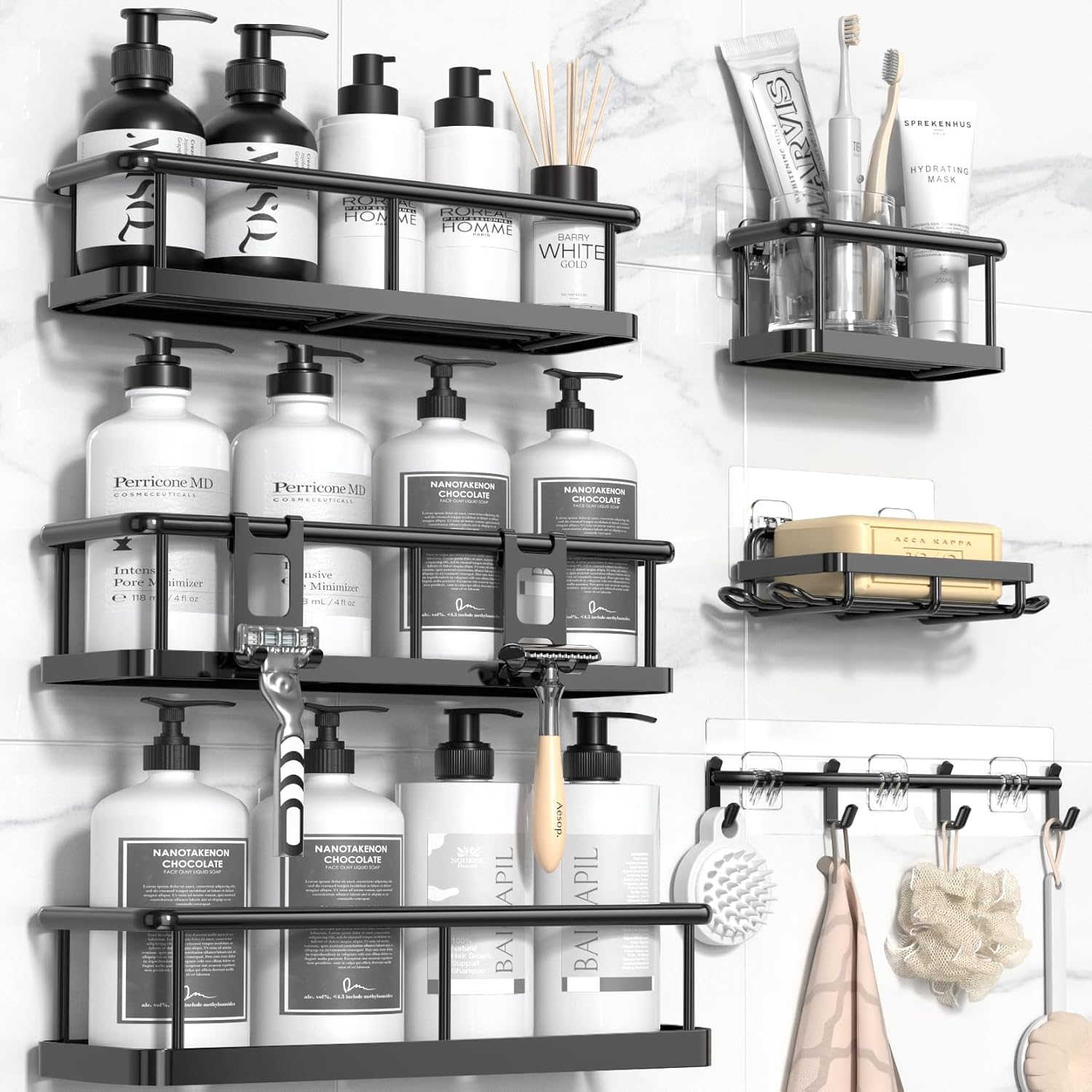 YASONIC Shower Caddy, 100% Rustproof Shower Shelves for Inside Shower, No Drilling Bathroom Organizers and Storage, 6 Pack Large Capacity Bathroom Caddy for Kitchen & Home Decor Visit the YASONIC Store