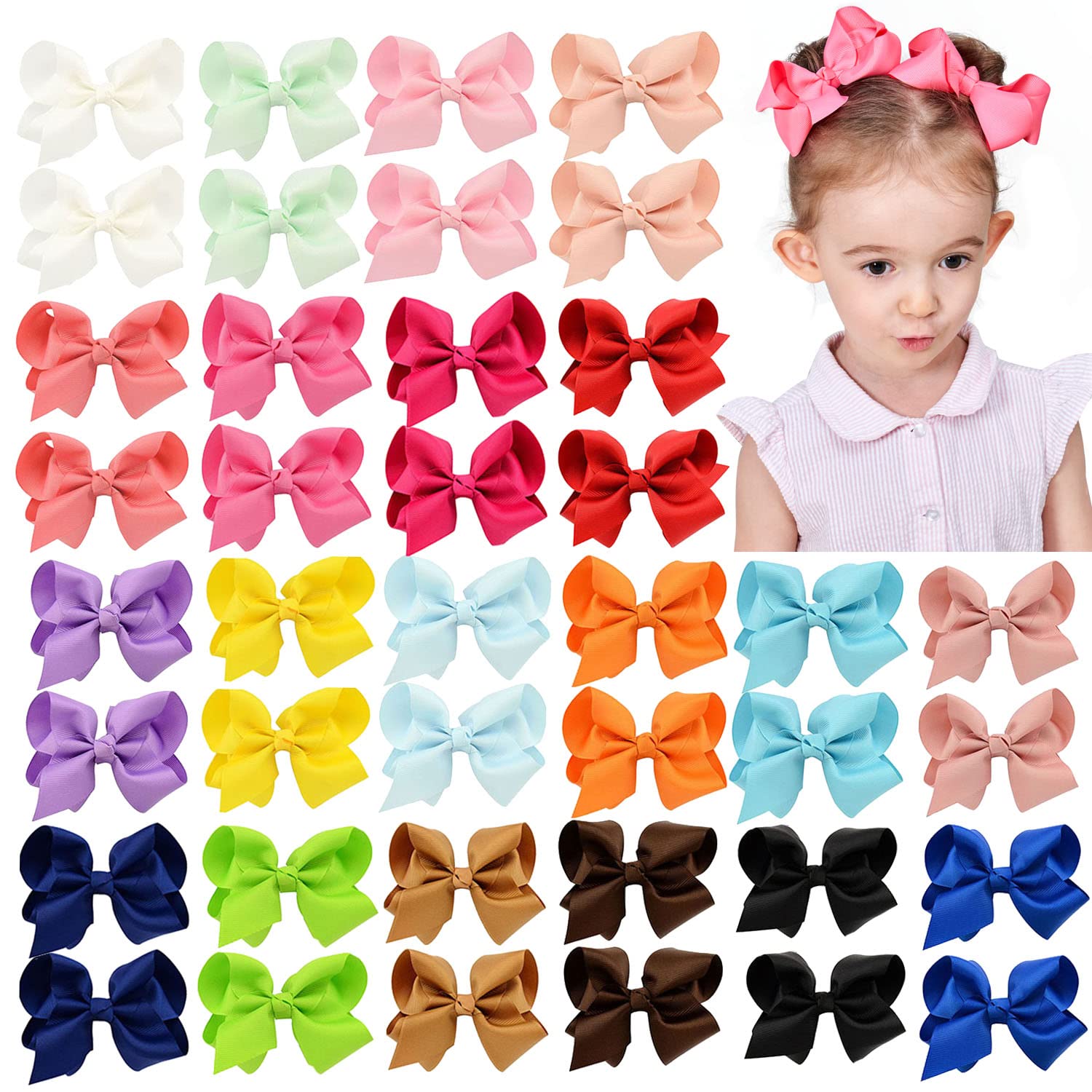 40PCS 4.5 Inch Hair Bows