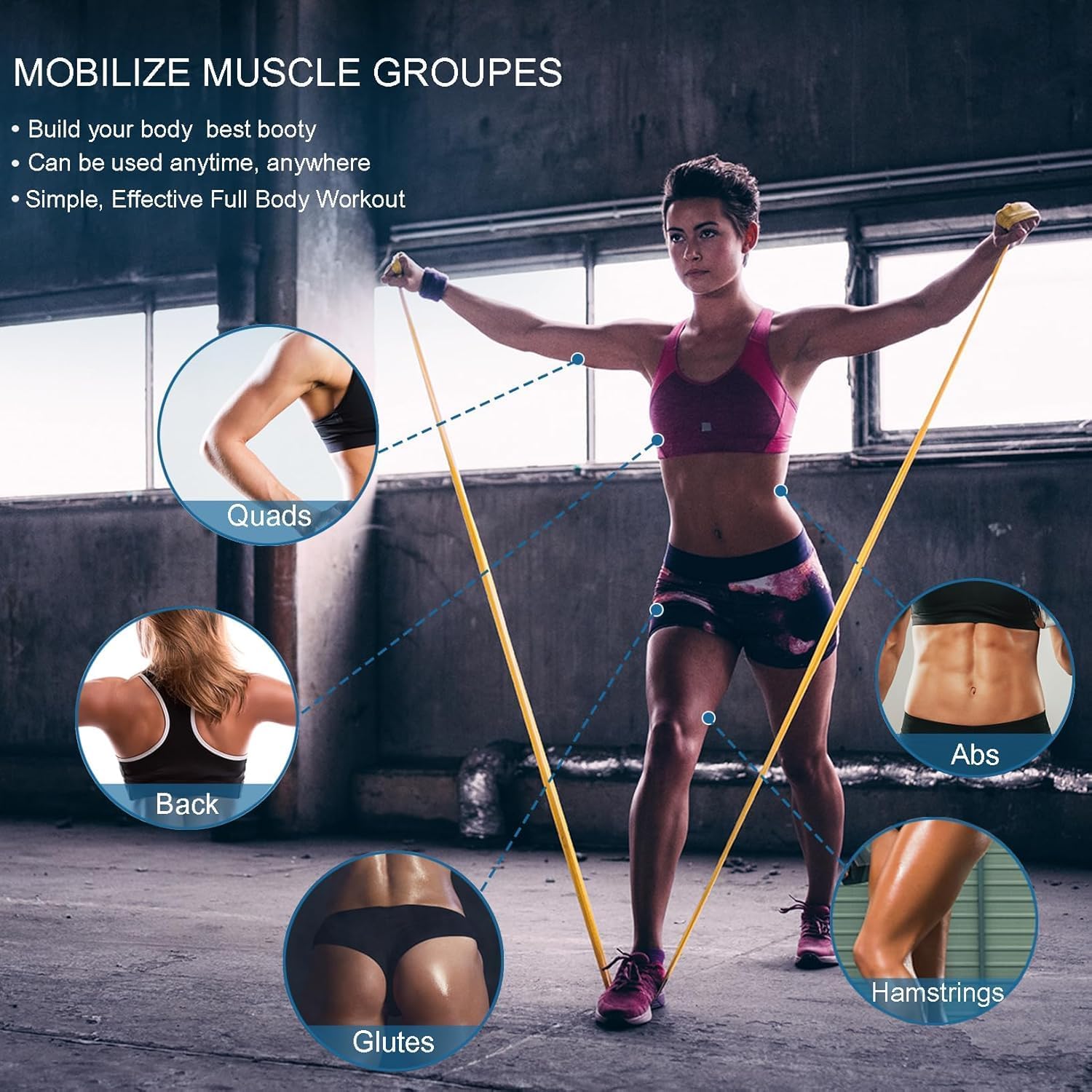 5 Pcs Resistance Bands, 4.9 Ft