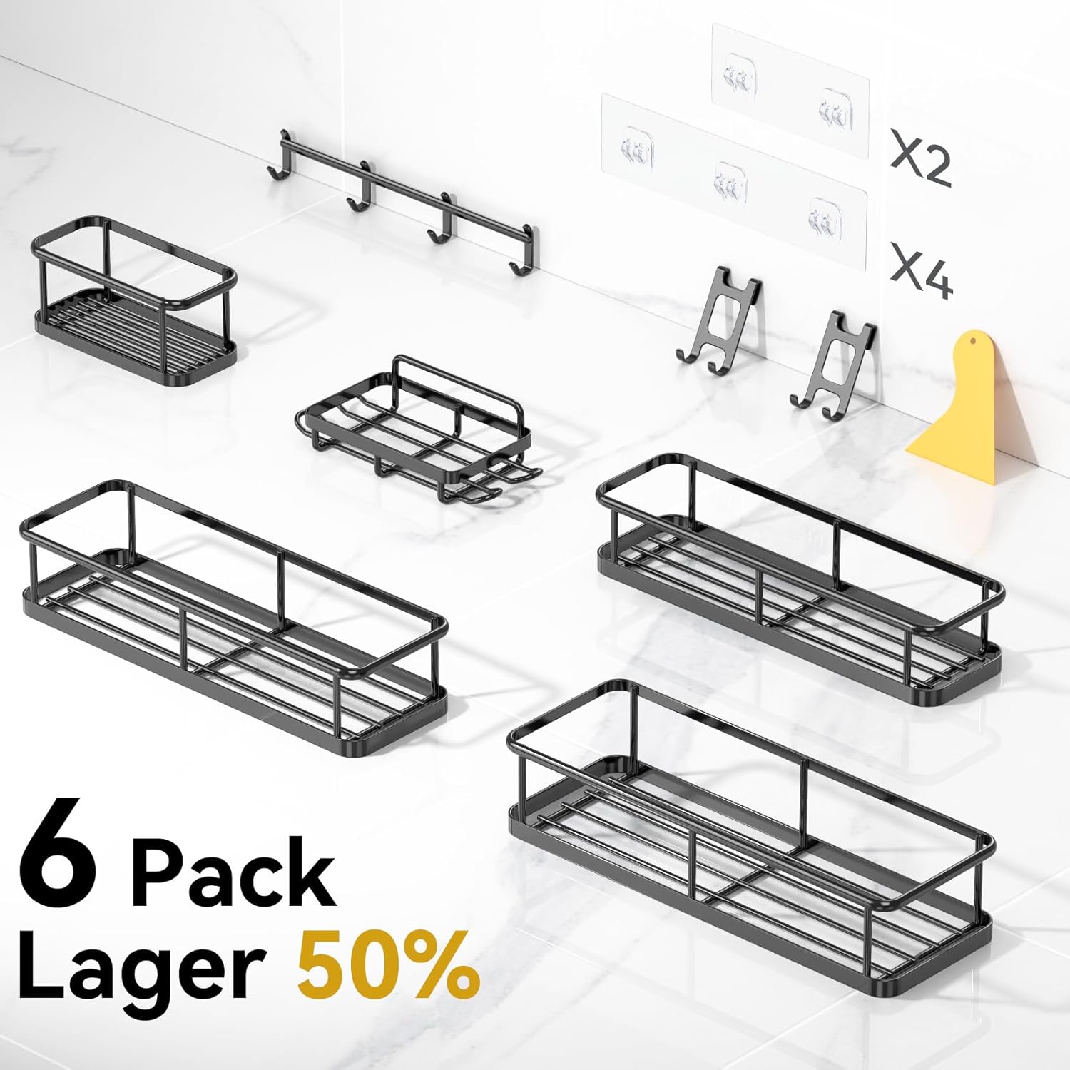 YASONIC Shower Caddy, 100% Rustproof Shower Shelves for Inside Shower, No Drilling Bathroom Organizers and Storage, 6 Pack Large Capacity Bathroom Caddy for Kitchen & Home Decor Visit the YASONIC Store