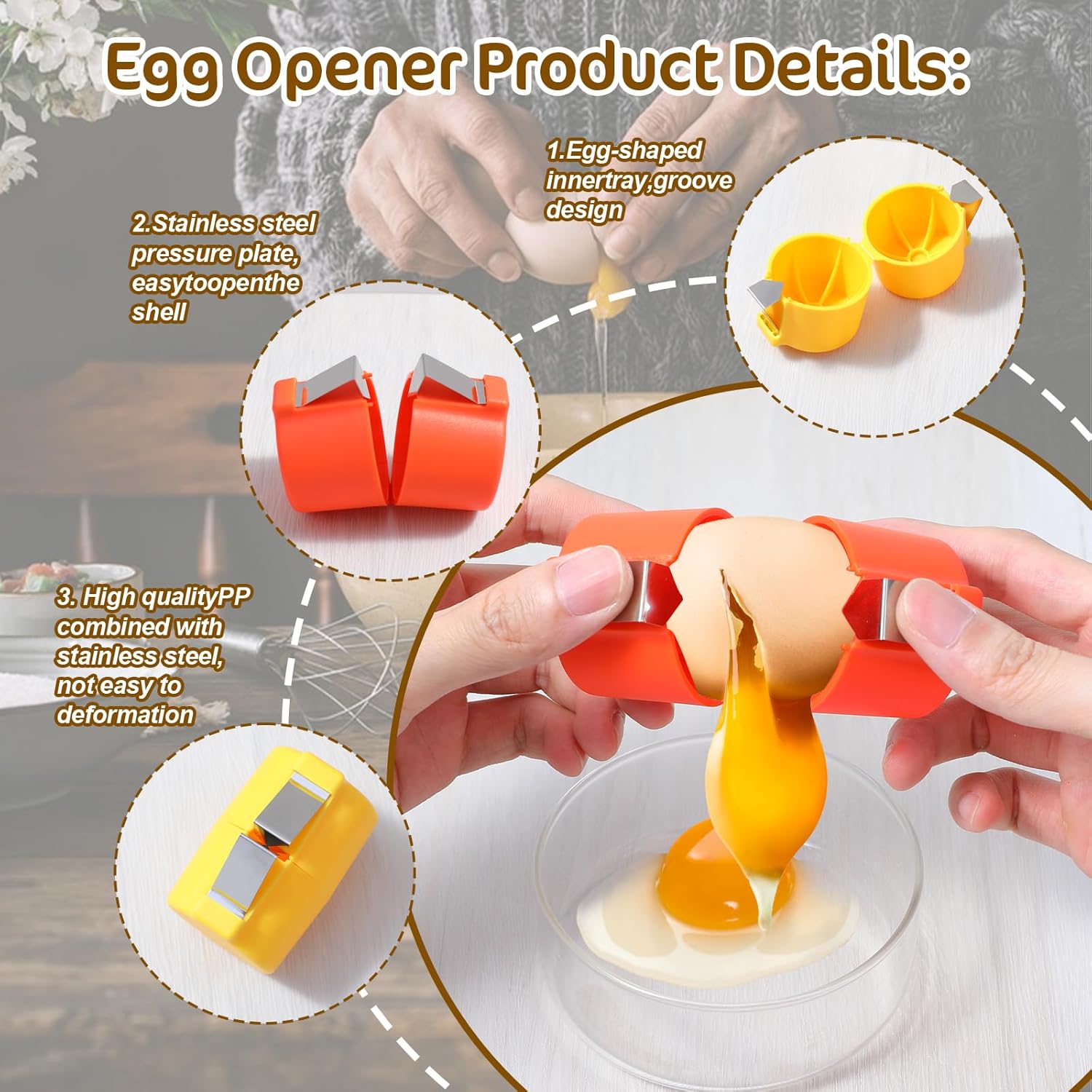 3PCS Egg Shell Opener With Free Silicon Tissue Box Holder
