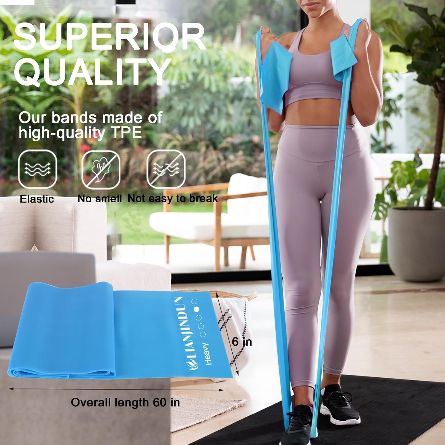 5 Pcs Resistance Bands, 4.9 Ft