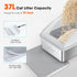 Cat Litter Box with Lid for Big Cats, Litter Mat & Metal Scoop