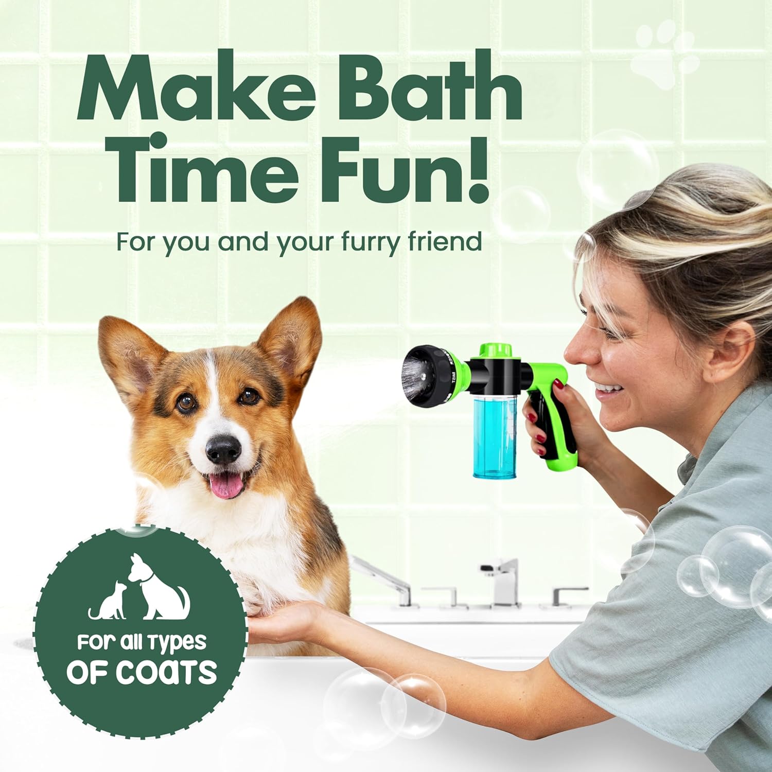 Soap & Shampoo Dispenser for Pet Wash and Garden Hose Sprayer Nozzle by Girl With The Dogs