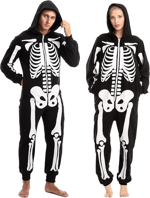 Halloween Skeleton Jumpsuit Pajama, Unisex