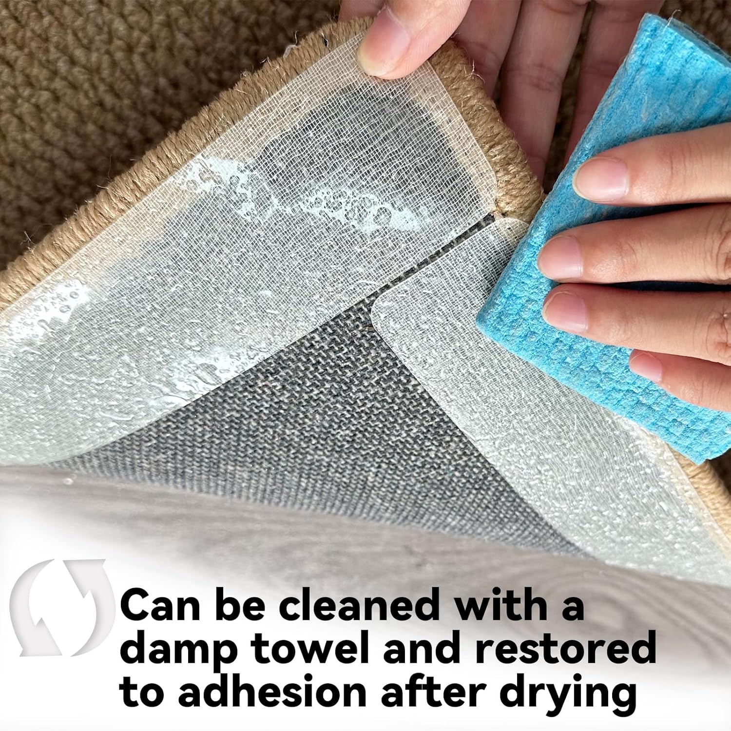 Rug Carpet Non Slip Grippers, 16Pcs Large Carpet Tape Pads Reusable, Removable Strong Adhesive Without Residue, Double Sided Rug Carpet Tape Strips