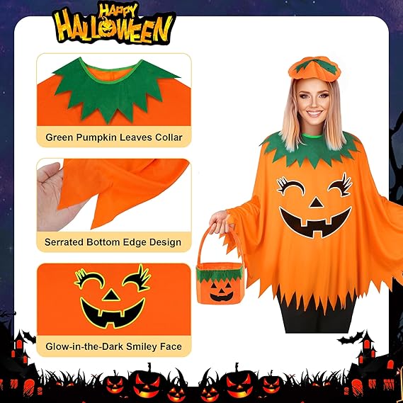 Halloween 3PCS Pumpkin Costume for Women