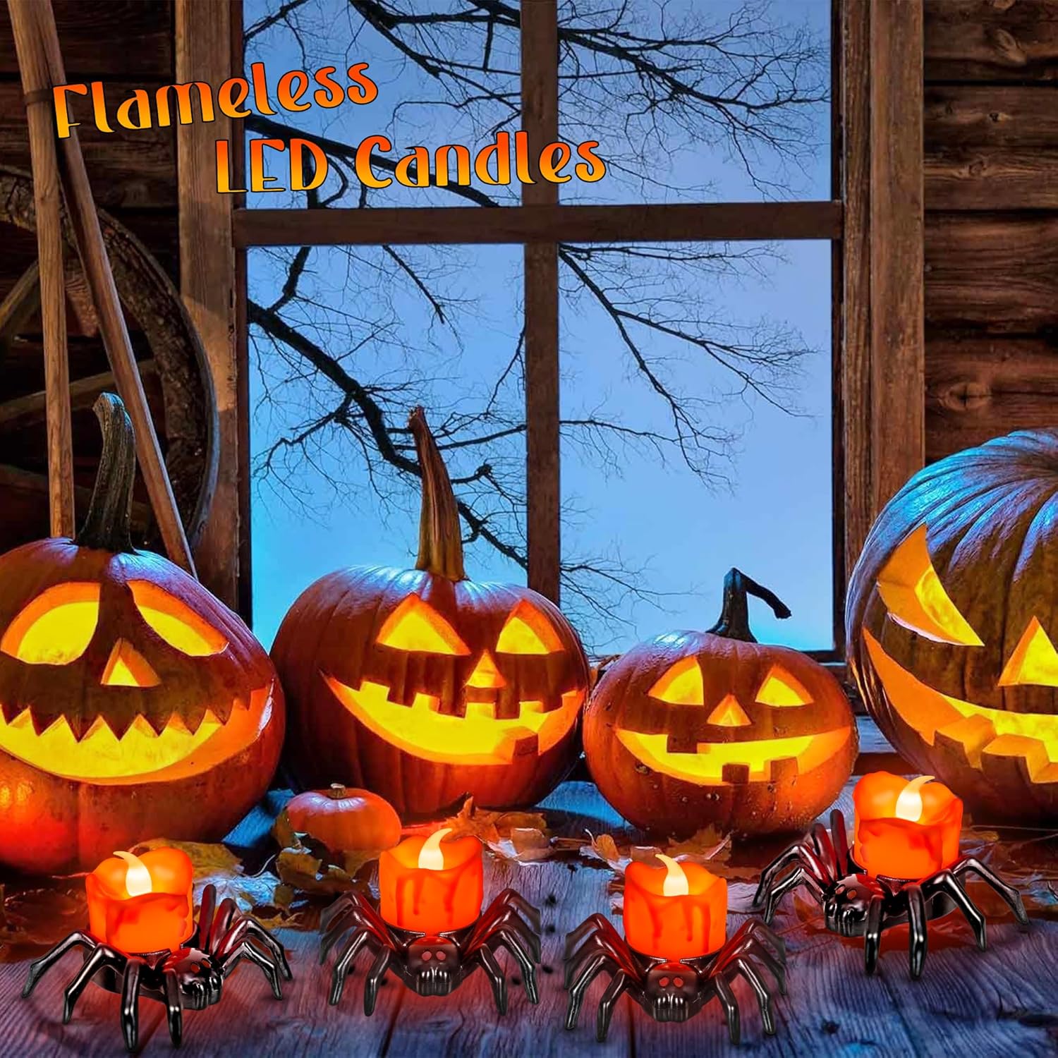 6 PCS Halloween Spider Tealights Candles