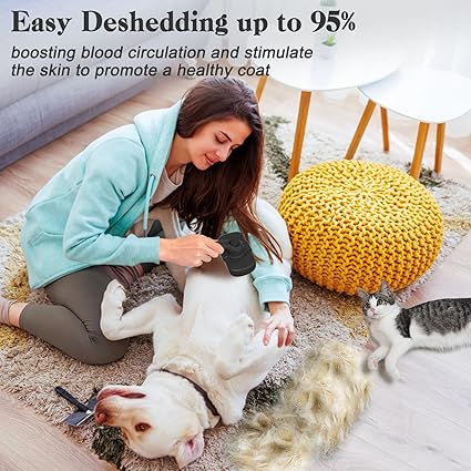 Self Cleaning Shedding Brush - Skin Friendly Grooming Tool for Dogs, Cats, and Puppies, Deshedding and Hair Removal for Long and Short Haired Pets, Black