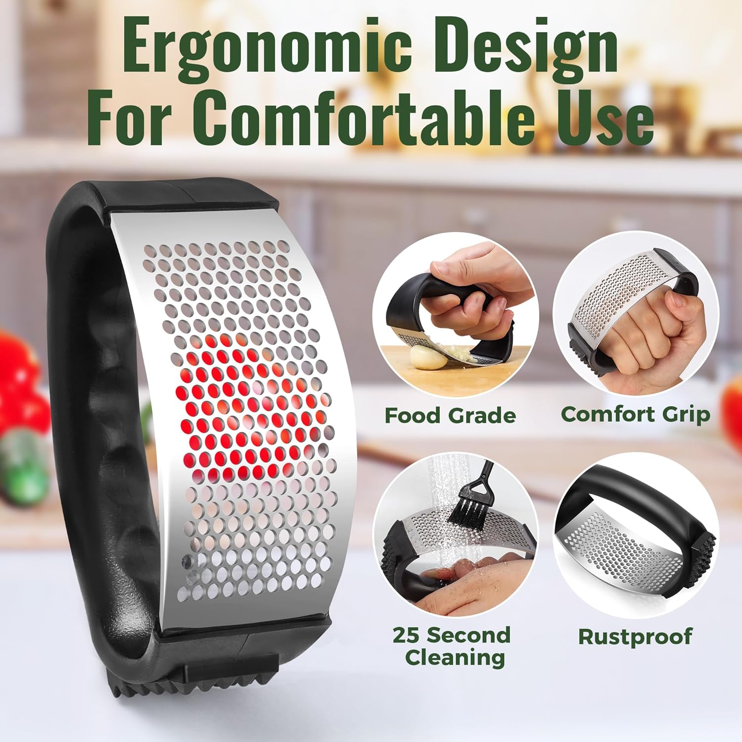 Manual Garlic Rocker with Free Cactus Sink Strainer