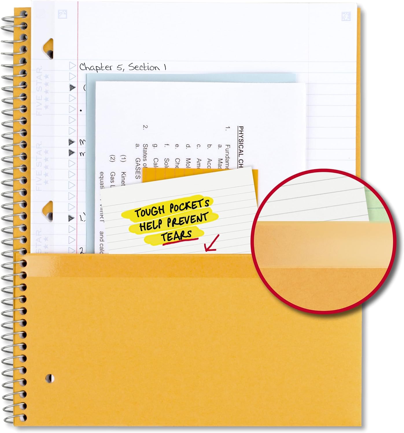Five Star Spiral Notebook + Study App, 6 Pack, 1 Subject, College Ruled Paper, 8-1/2" x 11", 100 Sheets, Fights Ink Bleed, Water Resistant Cover, Assorted Colors (38052)