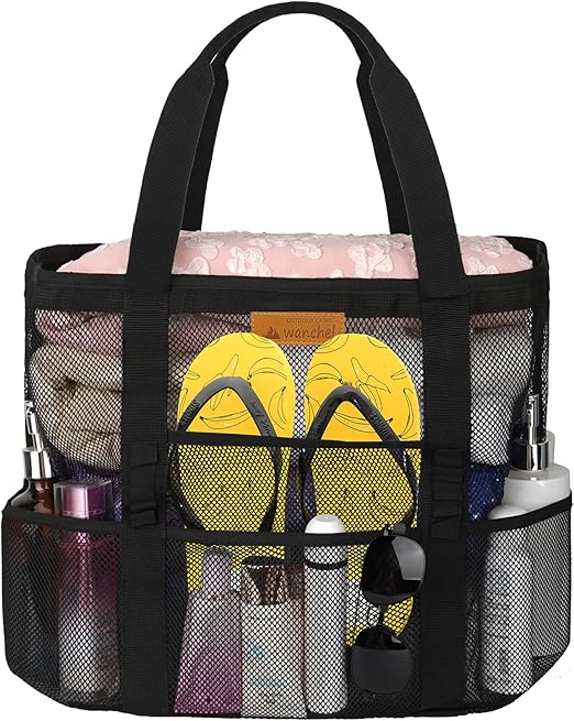 Personalized Mesh Beach Bag for Women - Waterproof Initial Tote Bag for Family Travel, Toys, Vacation Essentials