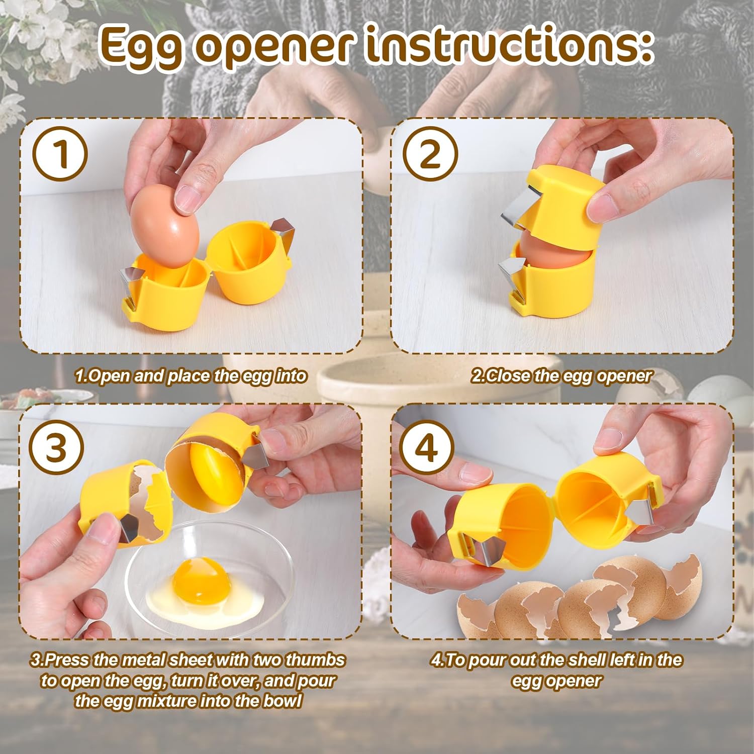 3PCS Egg Shell Opener With Free Egg Yolk Separator