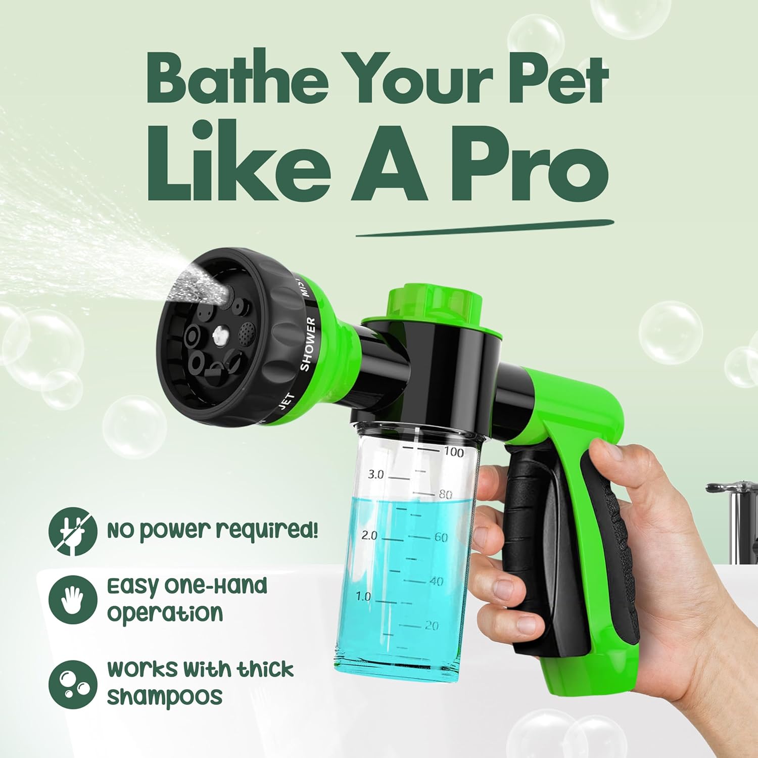 Soap & Shampoo Dispenser for Pet Wash and Garden Hose Sprayer Nozzle by Girl With The Dogs