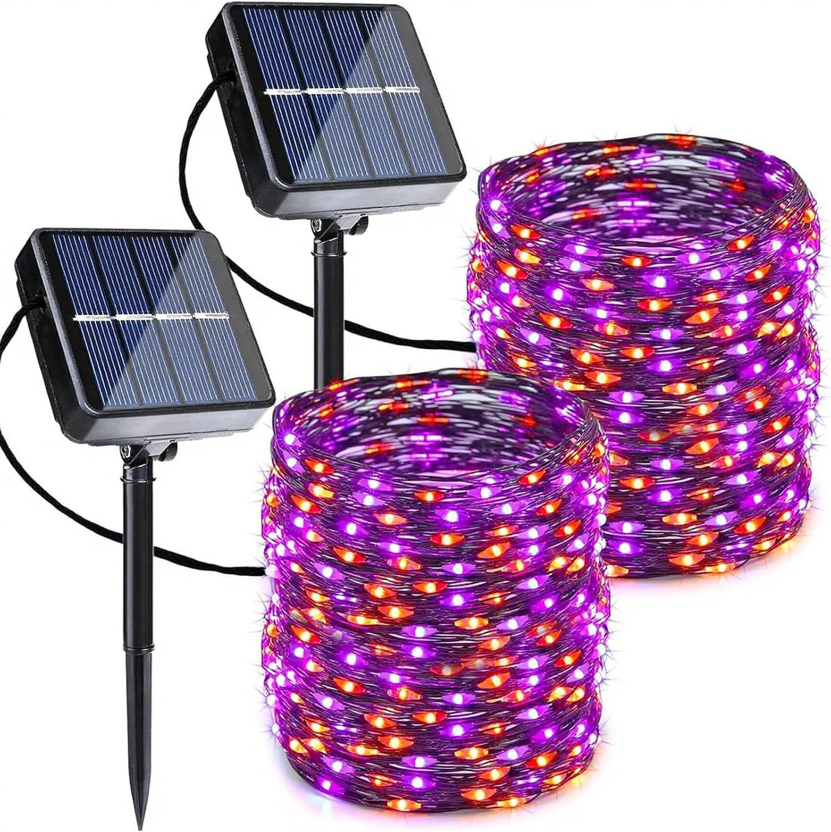 Halloween Orange Purple Solar String Lights