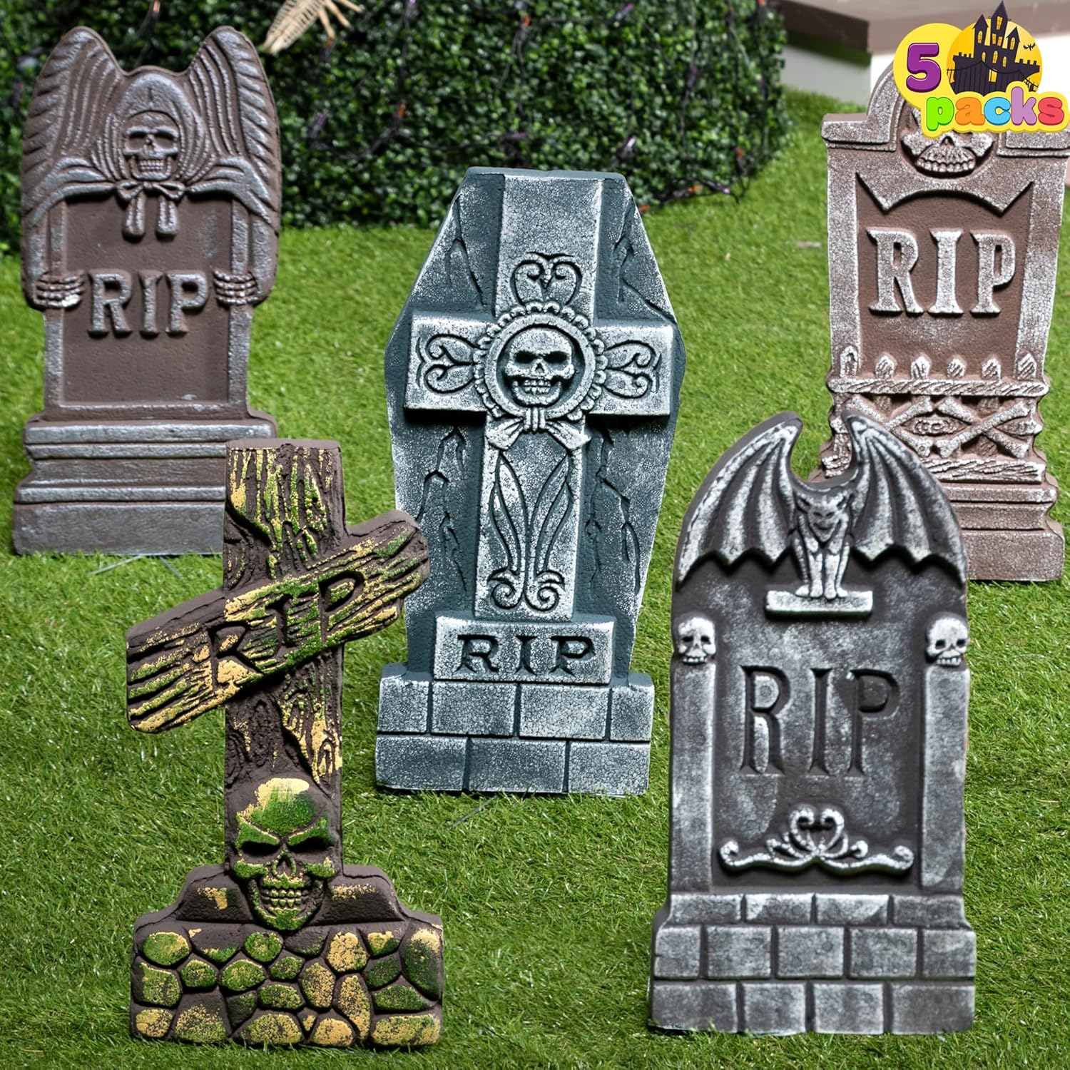 Halloween Foam RIP Graveyard Tombstones (5 Pack)
