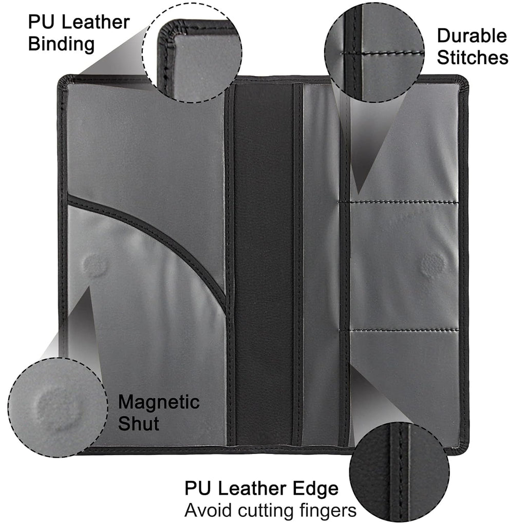 Premium Car Registration & Insurance Card Holder with Magnetic Shut, Vehicle Glove Box Car Organizer - For Documents, Cards, License (Black)