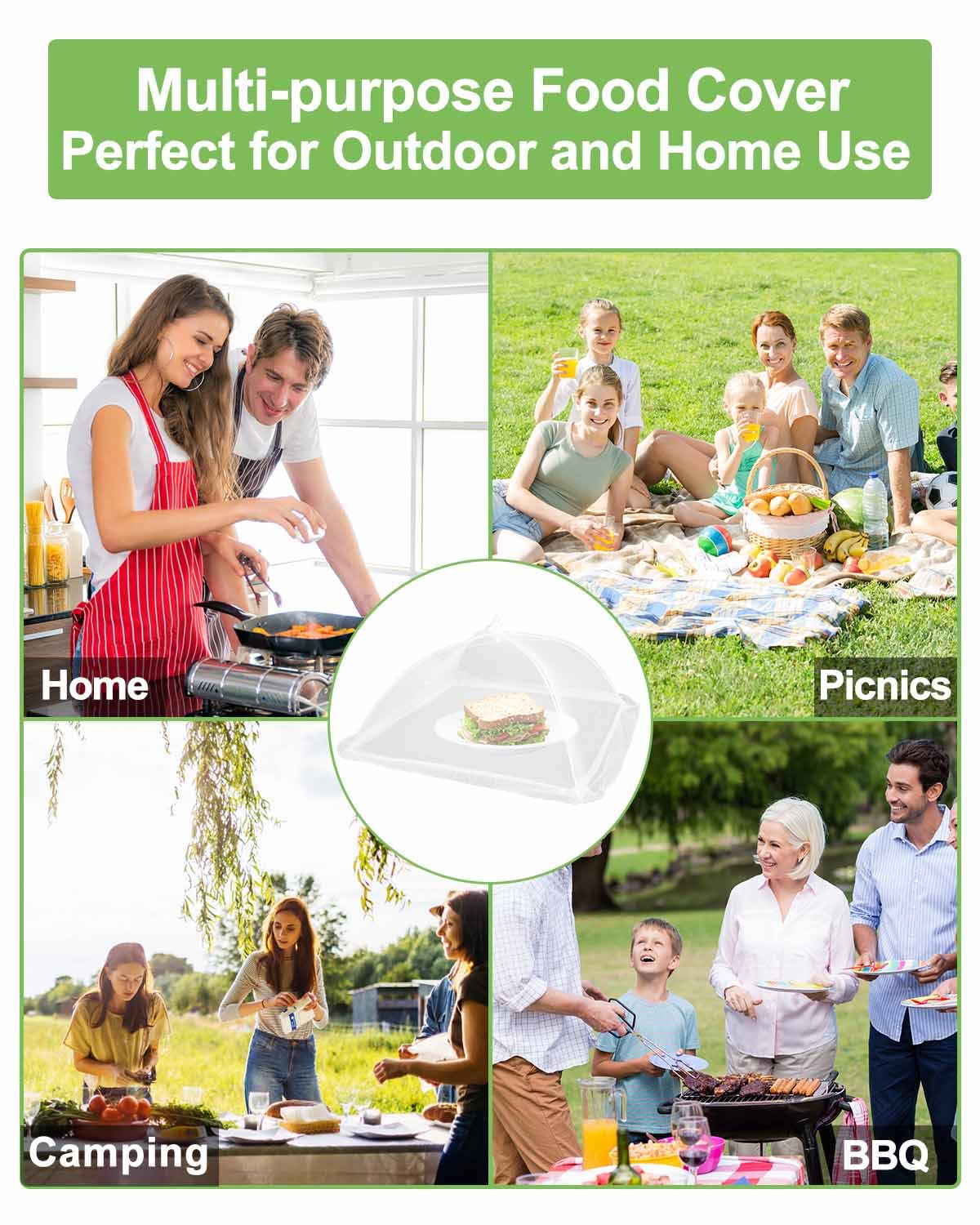 Large Food Cover,6 Pack Mesh Food Tent,17"x17",White Nylon Covers,Pop-Up Umbrella Screen Tents,Patio Net for Outdoor Camping, Picnics, Parties,BBQ,Collapsible and Reusable
