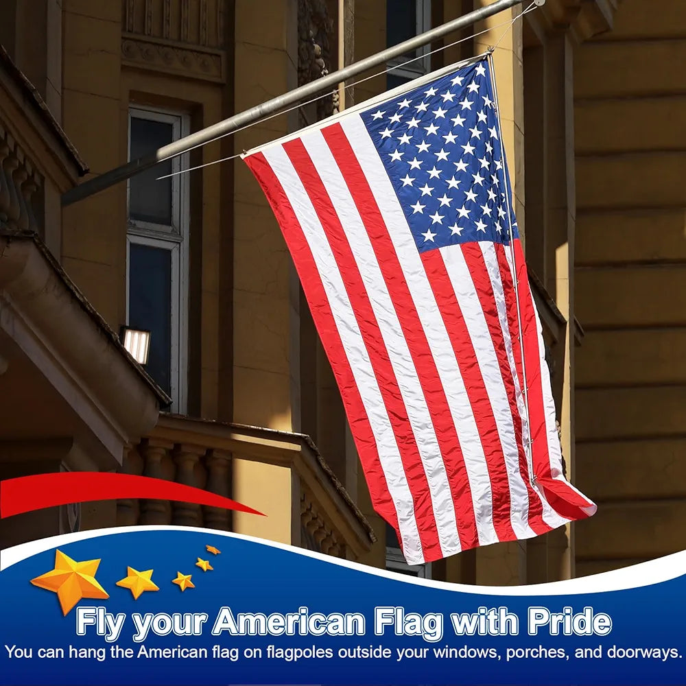 Sturdy American Flag 3x5 Ft Outdoor Heavy Duty,100% Made in USA American Flags ,Non Fading American Flags for Outside 3x5,Embroidered American Flag,3 by 5 America Flags Best High Wind all Weather US Flag,Indestructible America Flag Sewn Stripes and Embroi