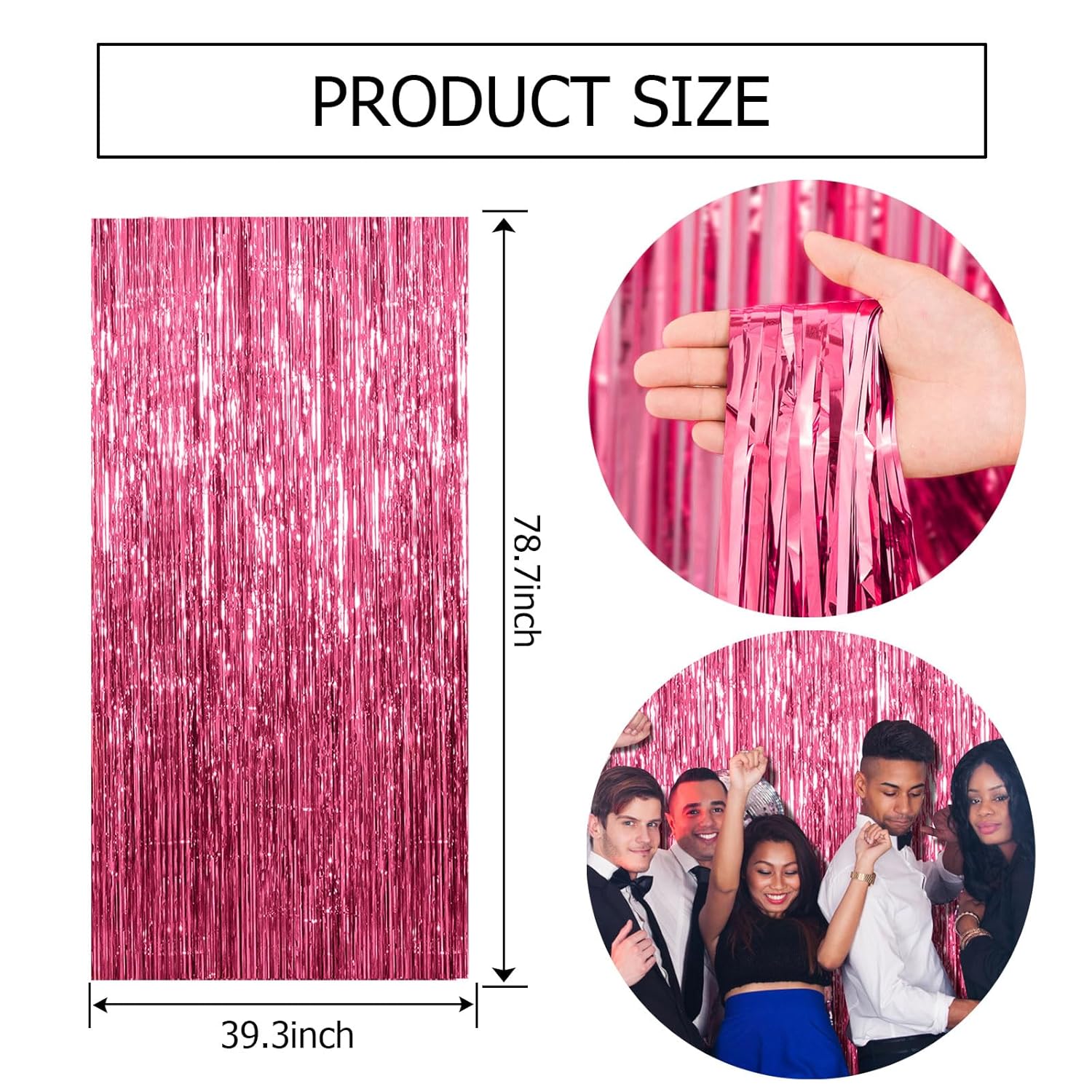 2 Pack Pink Backdrop Party Decorations Tinsel Curtain Party Backdrop Foil Fringe Birthday Decorations Photo Booth Streamer Backdrop Pink Theme Bachelorette Graduation Decor