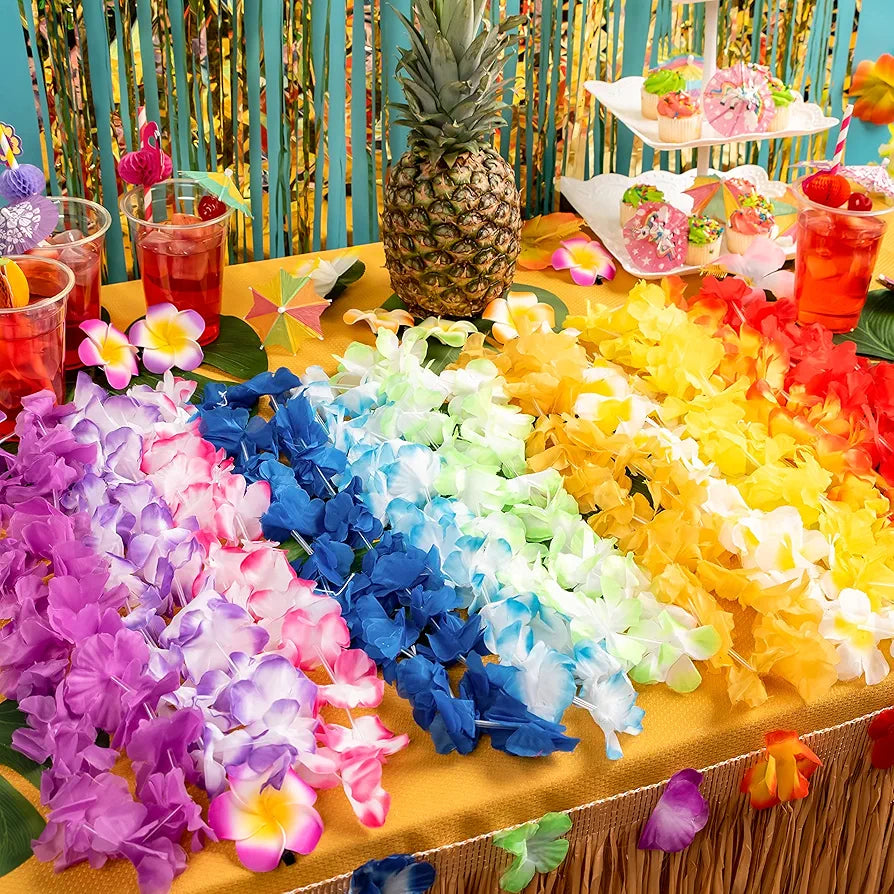 Joyin Toy 36 Counts Hawaiian Leis Bulk, Tropical Flower Lei Hawaiian Lei Beach Hawaii Luau Party Favors Decoration Birthday Party Supplies(3 Dozen)