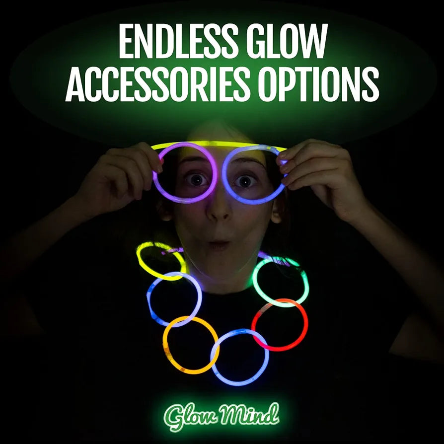 100 Ultra Bright Glow Sticks Bulk Party Pack - Halloween Glow in the Dark Party Supplies Pack - 8" Glowsticks Party Favors with Bracelets and Necklaces