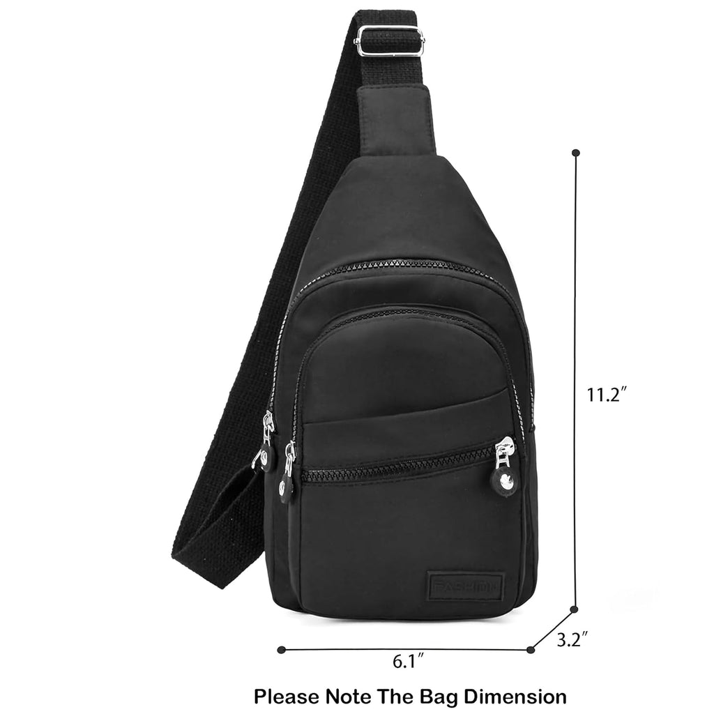 Small Sling Backpack Crossbody Sling Bag for Women, Chest Bag Daypack Fanny Pack Cross Body Bag for Outdoors Hiking Traveling - Black