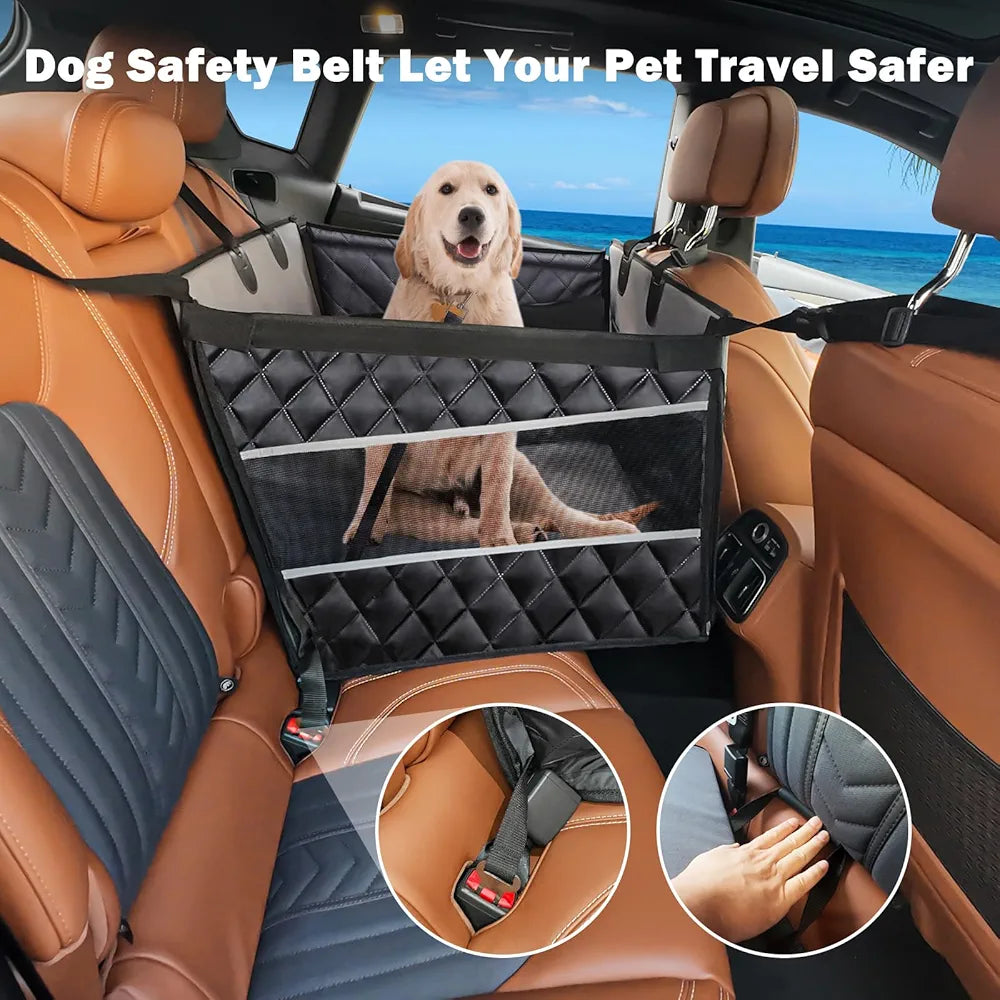 MIXJOY Dog Car Seat for Large Medium Dogs, Back Seat Extender for Pets, Waterproof Pet Carseat for Medium Sized Dog, Hammock for Pet, with Storage Pocket for Cars/SUV/Truck(L)