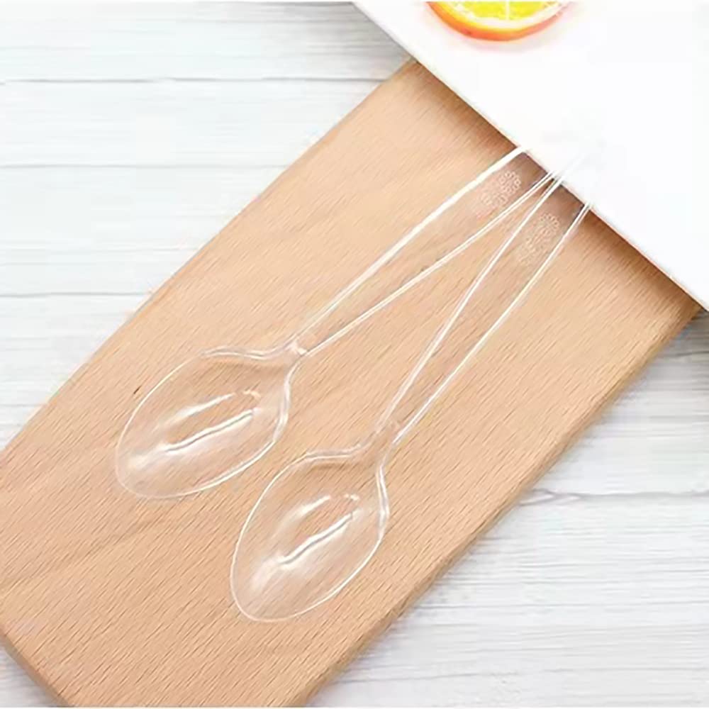 100 Count Plastic Silverware, Heavy Weight Plastic Forks Spoons Disposable Utensils Cutlery Set for Wedding Party Supplies Everyday Use