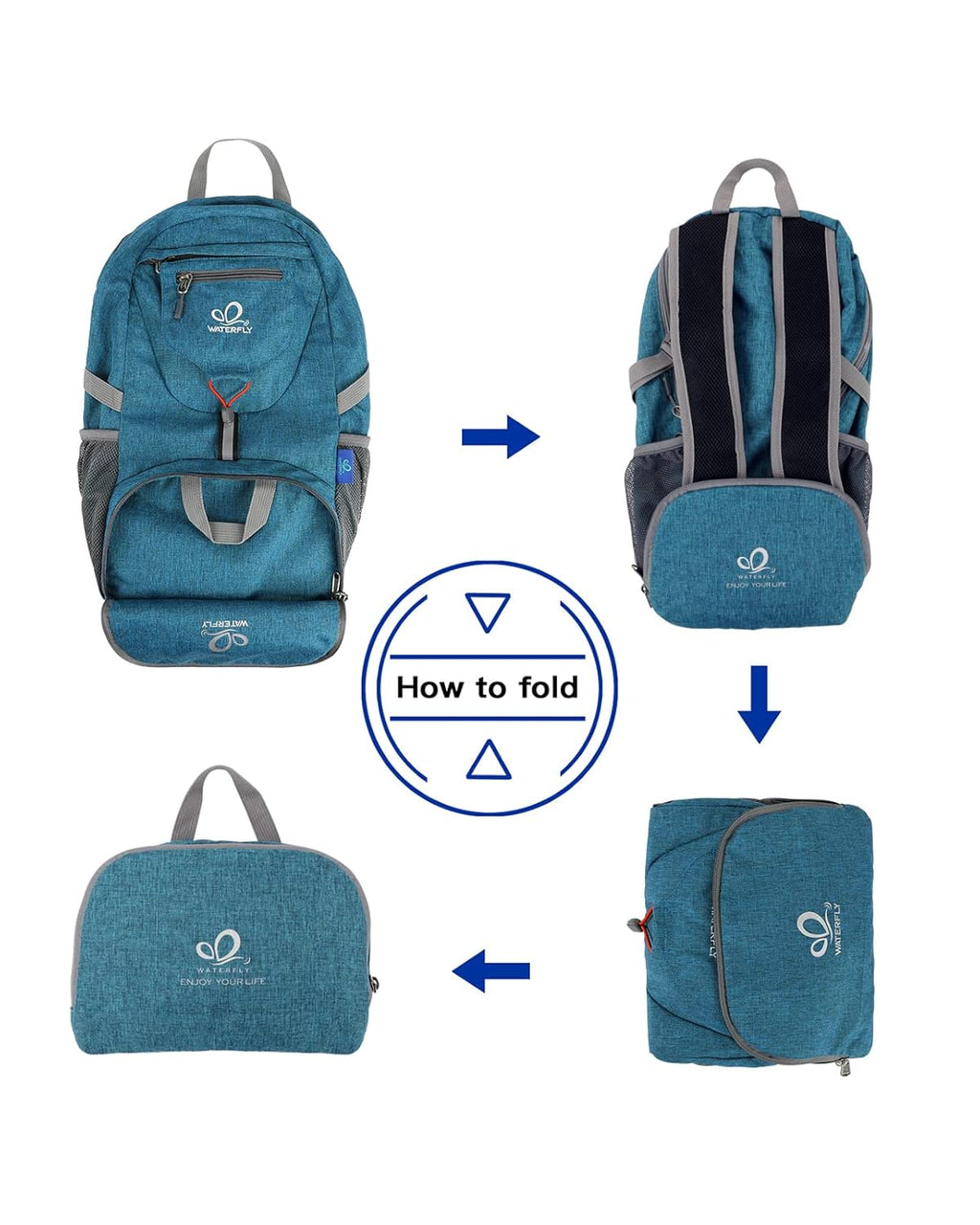 WATERFLY Small Lightweight Packable Backpack: 20l Ultra Light Foldable Travel Hiking Camping Daypack Day Pack for Man Woman